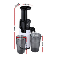 Devanti Slow Juicer Cold Press Fruit Juice Extractor 130W White