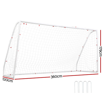 Everfit 12FT Soccer Football Goal Net UPVC Frame with PE Mesh Weatherproof Portable Goals for Backyard Training Competitiv...