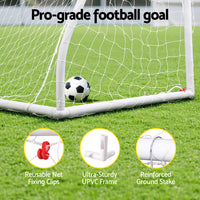 Everfit 12FT Soccer Football Goal Net UPVC Frame with PE Mesh Weatherproof Portable Goals for Backyard Training Competitiv...