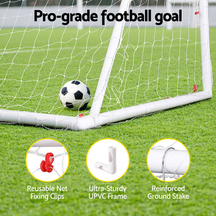 Everfit 8FT Soccer Football Goal Net UPVC Frame with PE Mesh Weatherproof Portable Goals for Backyard Training Competitive...