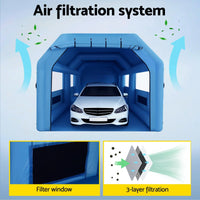 Giantz Inflatable Spray Booth Car Paint Tent 1000X500X350cm 2 Blowers Filter Mobile Garage Workstation
