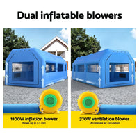 Giantz Inflatable Spray Booth Car Paint Tent 1000X500X350cm 2 Blowers Filter Mobile Garage Workstation