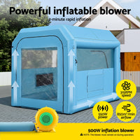 Giantz Inflatable Paint Booth 2.5X2.5X3M Inflatable Spray Booth with 550W Powerful Blower and Air Filter System, Round Roof with Light Hook, for Painting Bicycle, Motorcycle, Furniture Refinishing DIY