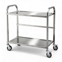 Cefito 2-Tier Stainless Steel Kitchen Trolley with Wheels 84x56x98cm