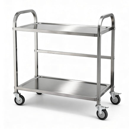 Cefito 2-Tier Stainless Steel Kitchen Trolley with Wheels 84x56x98cm