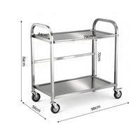 Cefito 2-Tier Stainless Steel Kitchen Trolley with Wheels 84x56x98cm