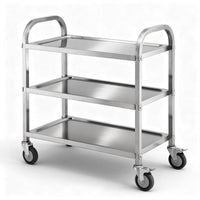 Cefito 3-Tier Stainless Steel Kitchen Trolley with Wheels 89X50X83cm