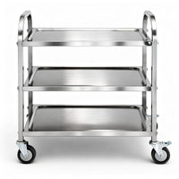 Cefito 3-Tier Stainless Steel Kitchen Trolley with Wheels 89X50X83cm