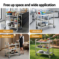 Cefito 3-Tier Stainless Steel Kitchen Trolley with Wheels 89X50X83cm