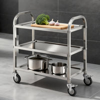 Cefito 3-Tier Stainless Steel Kitchen Trolley with Wheels 89X50X83cm