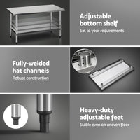 Cefito 1524x762mm Stainless Steel Kitchen Bench 430