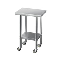 Cefito Stainless Steel Kitchen Benches Work Bench Wheels 61X46CM 430