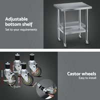 Cefito Stainless Steel Kitchen Bench w/ Splashback 760x610MM 430