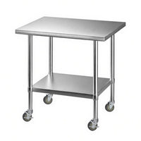 Cefito 914x762mm Stainless Steel Kitchen Bench w/ Splashback Work Table Prep Bench Commercial 430