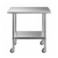 Cefito 914x762mm Stainless Steel Kitchen Bench w/ Splashback Work Table Prep Bench Commercial 430