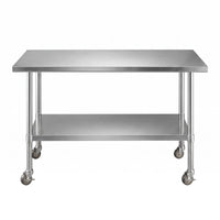 Cefito 1524x762mm Stainless Steel Kitchen Bench w/ Splashback Work Table Prep Bench Commercial 430