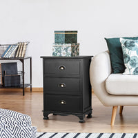 Artiss Bedside Table 3 Drawers Vintage - THYME Black
