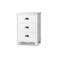Artiss Bedside Table 3 Drawers Vintage - THYME White