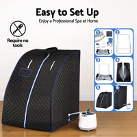 Devanti Portable Steam Sauna Tent 1000W 2L Steamer Pot Personal Home SPA Timer