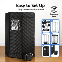 Devanti Portable Steam Sauna Tent 1000W 3L Steamer Pot Full Body Home SPA Timer