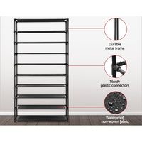 Shoe Rack Cabinet Stackable 50 Pairs 10-Tier Black