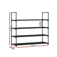 Shoe Rack 4-tier 16 Pairs Stackable Black