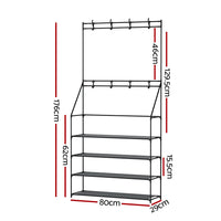 Artiss Shoe Rack Hall Tree 16 Pairs Black