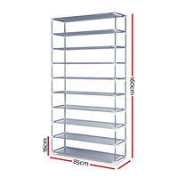 Shoe Rack Cabinet Stackable 10-Tier Grey