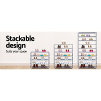 Shoe Rack Cabinet Stackable 10-Tier Grey