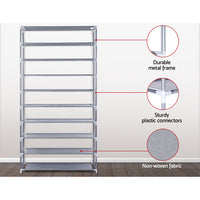 Shoe Rack Cabinet Stackable 10-Tier Grey