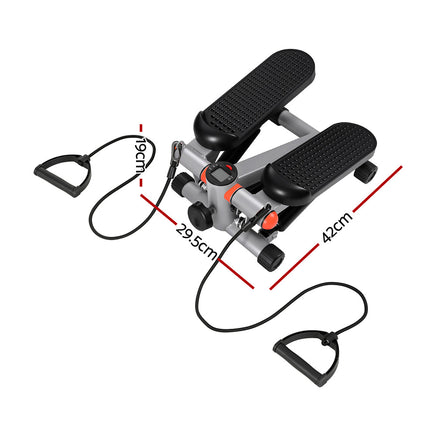 Everfit Mini Stepper with Resistance Rope Aerobic for Exercise Compact Home Workout Grey