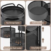 Artiss Storage Trolley Kitchen Cart 5 Tiers Storage Rack Round Basket Black