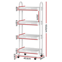 Artiss Storage Trolley Kitchen Cart 4 Tiers White