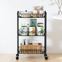 Artiss 3-Tier Shelving Unit Adjustable Garage Storage Kitchen Rack With Wheels