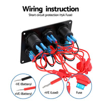 5 Gang 12V Switch Panel For Car Boat Marine USB ON-OFF LED Rocker Toggle