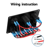 6 Gang 12V Switch Panel For Car Boat Marine USB ON-OFF LED Rocker Toggle