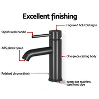 Cefito Bathroom Basin Mixer Tap Round Brass Faucet Vanity Laundry Black