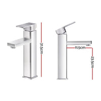 Cefito Bathroom Basin Mixer Tap Square Tall Faucet Vanity Laundry Chrome