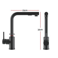 Cefito Kitchen Mixer Tap Pull Out Round 2 Mode Sink Basin Faucet Swivel WELS Black