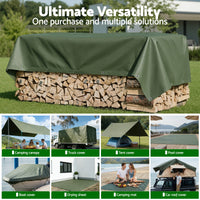 Instahut 2x3m Tarp Tarpaulin 600GSM Camping Canvas Heavy Duty Water Resistant