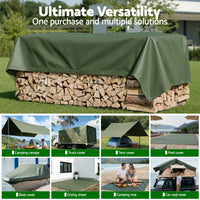 Instahut 3x4m Tarp Tarpaulin 600GSM Camping Canvas Heavy Duty Water Resistant