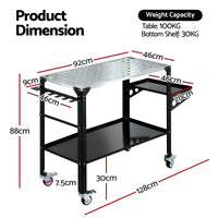 Giantz Welding Table Cart with Tool Storage 130KG Capacity Mobile Workstation