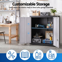 Giantz Steel Tool Cabinet Wall Mount Adjustable Shelf Garage Storage Lockable Black Grey