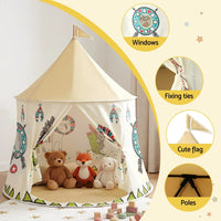 Keezi Kids Play Tent Playhouse Castle with Window Flag Carry Bag 115cmx115cm