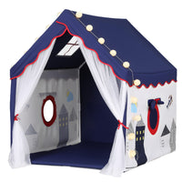 Keezi Kids Play Tent Playhouse Castle with Floor Mat String Ball Light 134X103CM