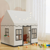 Kids Play Tent Playhouse Castle with String Lights Floor Mat Side Pocket