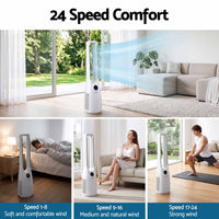Devanti Bladeless Tower Fan 100cm 2-in-1 Cooling Airflow Purifying Remote