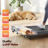 Everfit 3 in 1 Treadmill Electric Walking Pad Incline Under Desk Home Gym 380mm Grey
