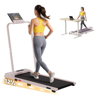 Everfit 3 in 1 Walking Pad Treadmill 12% Incline Foldable Under Desk Treadmills for Home Gym With 38cm Wide Belt Pink