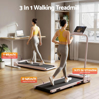 Everfit 3 in 1 Walking Pad Treadmill 12% Incline Foldable Under Desk Treadmills for Home Gym With 38cm Wide Belt Pink